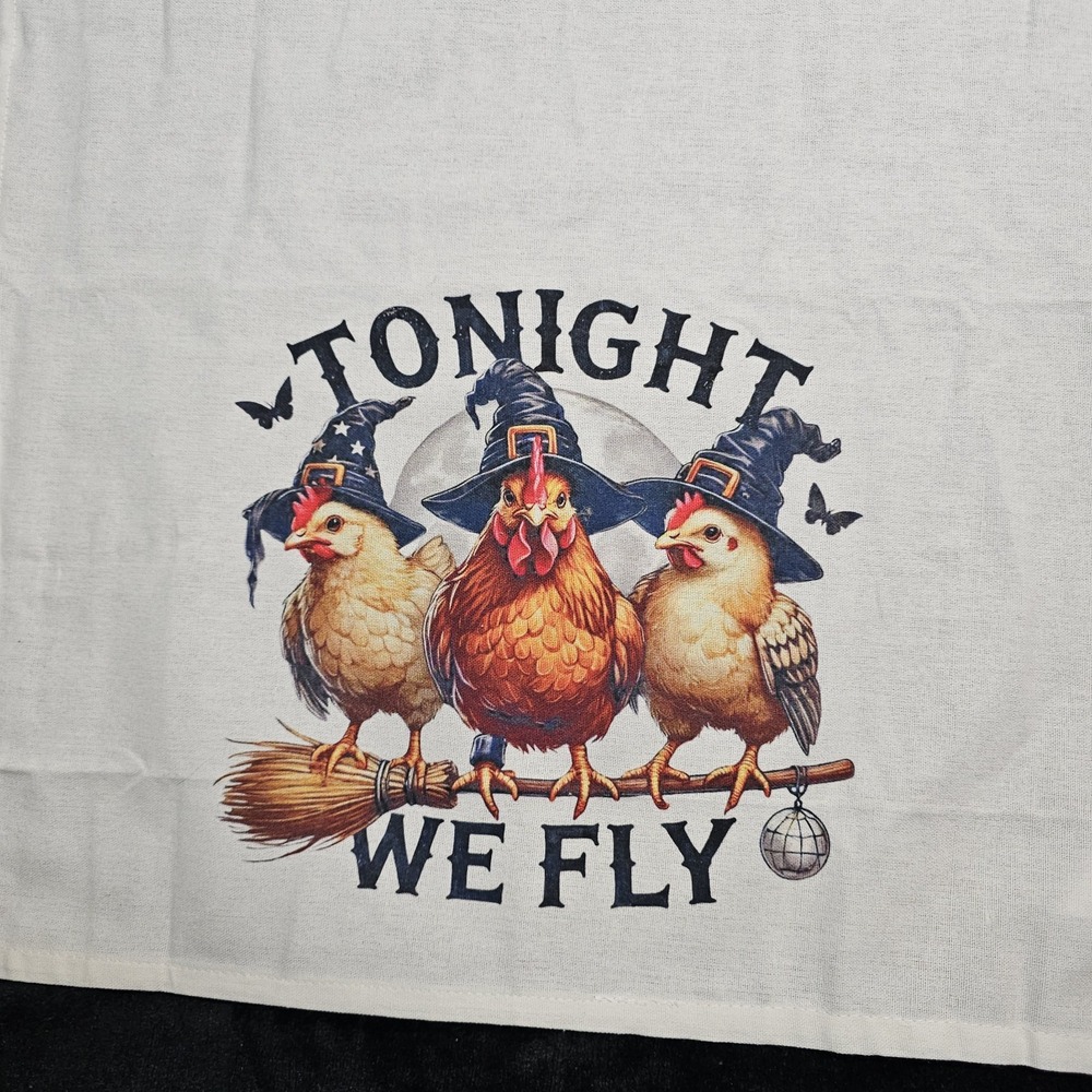 Chicken"TONIGHT WE FLY" Kitchen Towel 100% Cotton Carstens NWT Size-17.6x15.6in